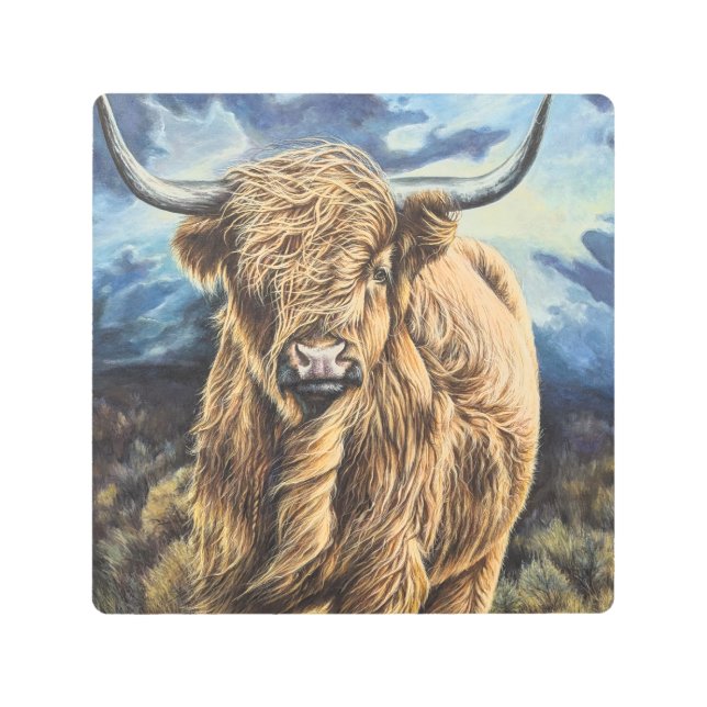 Highland Cow Metal Print (Front)