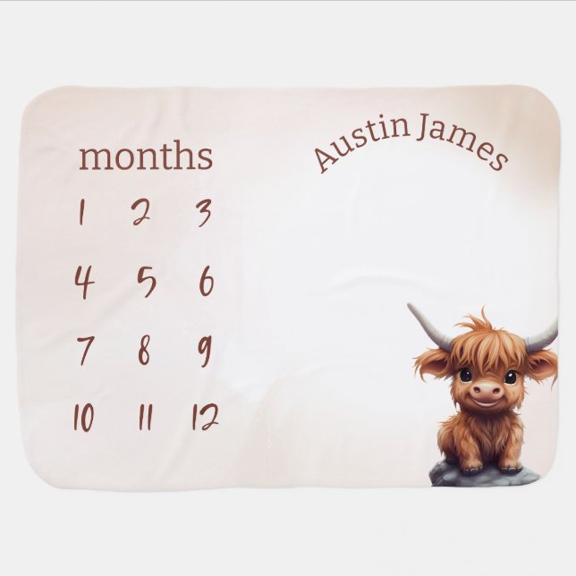 Highland cow milestone blanket (Horizontal)