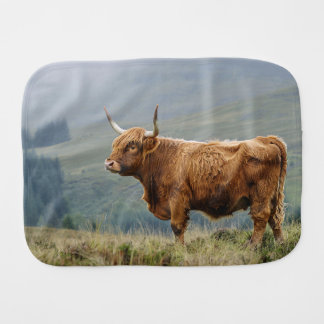 Highland Cow Misty Morning Baby Burp Cloth