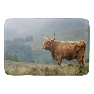 Highland Cow Misty Morning Bath Mat