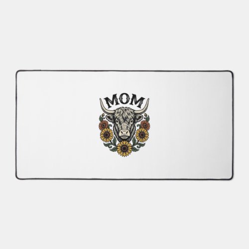 Highland Cow Mom Vintage Sunflower Western Design Desk Mat