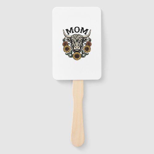 Highland Cow Mom Vintage Sunflower Western Design Hand Fan