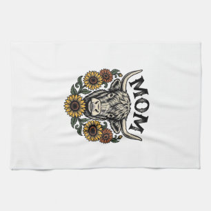 Highland Cow Mom Vintage Sunflower Western Design Kitchen Towel