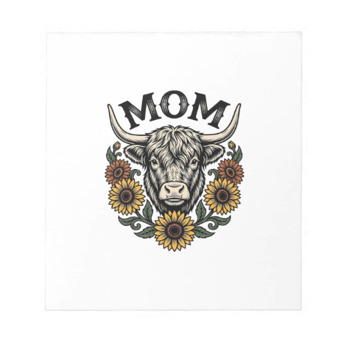Highland Cow Mom Vintage Sunflower Western Design Notepad