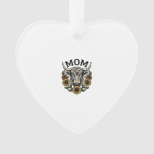 Highland Cow Mom Vintage Sunflower Western Design Ornament