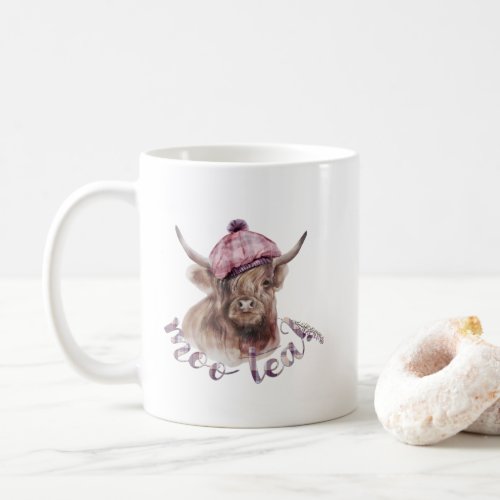 Highland Cow Moo Tea Watercolor Coffee Mug