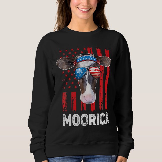 Highland Cow Moorica 4th July Independence Day Ame Sweatshirt (Front)