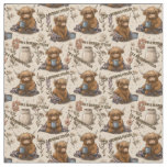 Highland Cow Morning Coffee Cozy Farmhouse Pattern Fabric