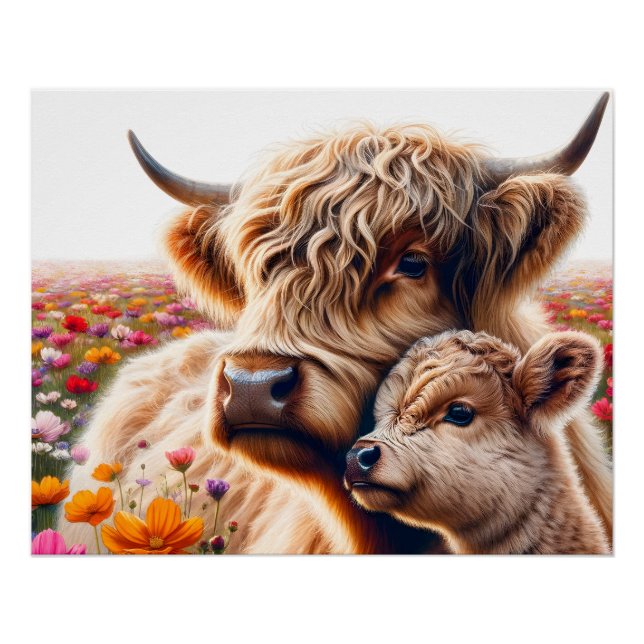 Highland Cow Mothers Day gift idea Poster (Front)