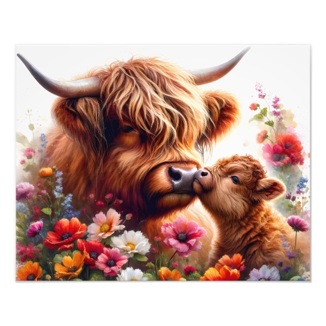 Highland Cow Mothers Day Photo Print (Front)