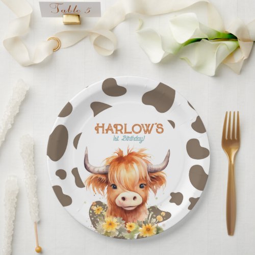 Highland Cow My First Rodeo Birthday Party Paper Plates