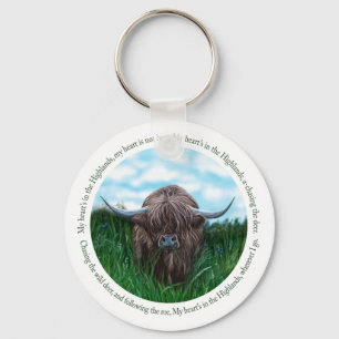 Highland Cow, My Heart's In The Highlands Keychain
