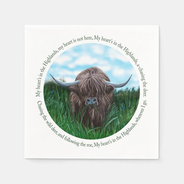 Highland Cow, My Heart's In The Highlands Napkins (Front)