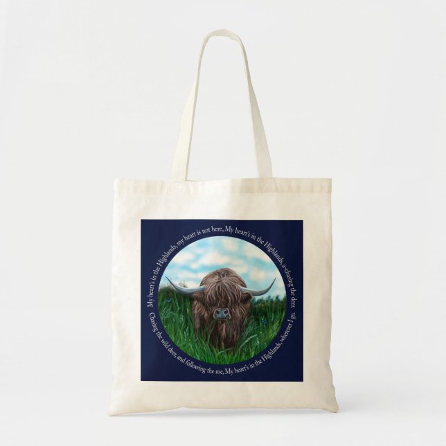 Highland Cow, My Heart's In The Highlands Tote Bag (Front)