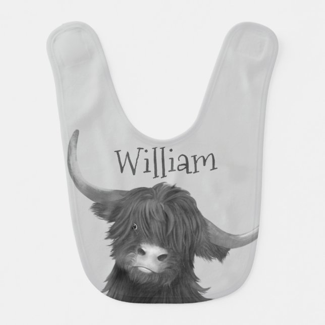 Highland Cow Name   Baby Bib (Front)