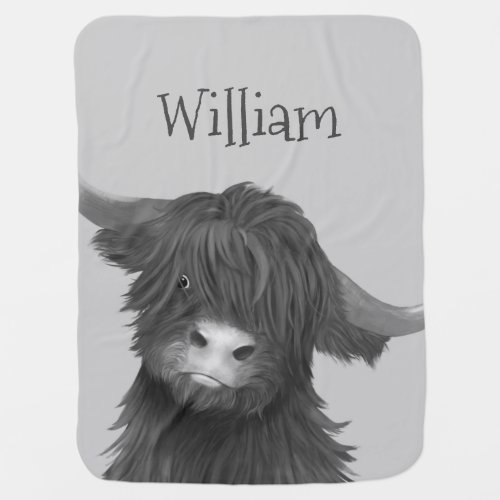 Highland Cow Name Baby Blanket