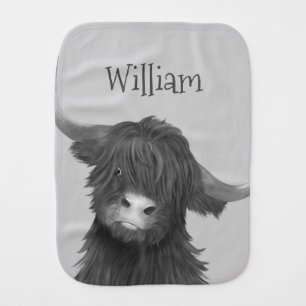 Highland Cow Name  Baby Burp Cloth