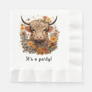 Highland Cow Napkin, Birthday, Showers Napkin