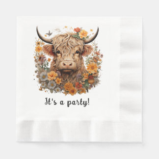 Highland Cow Napkin, Birthday, Showers Napkin