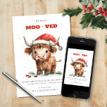 Highland Cow New Home Address Merry Christmas Holiday Card<br><div class="desc">Highland Cow New Home Address Merry Christmas. Available digitally and printed. Festive cuteness for your combined holiday wishes and moving announcement,  with this fun design with a sweet highland cow in his Santa hat and personalise your greeting and new address details beneath.</div>