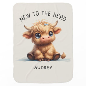 Highland Cow New To The Herd Baby Blanket