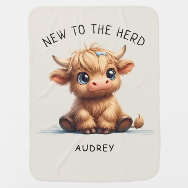 Highland Cow New To The Herd Baby Blanket (Front)