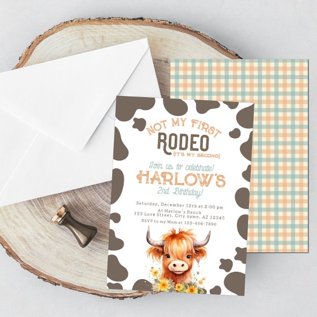 Highland Cow Not My First Rodeo Cowgirl Birthday Invitation (Creator Uploaded)
