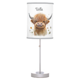 Highland cow nursery bedroom lamp