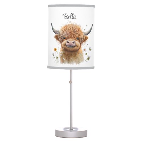 Highland cow nursery bedroom lamp