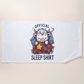 Highland Cow , Official Sleep  Beach Towel