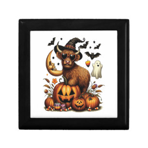 Highland Cow on Pumpkin Halloween Gift Box