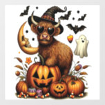 Highland Cow on Pumpkin Halloween Wall Decal