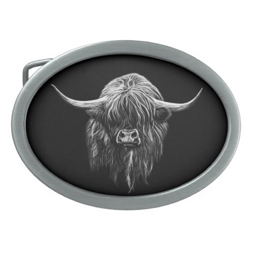 Highland Cow Oval Belt Buckle