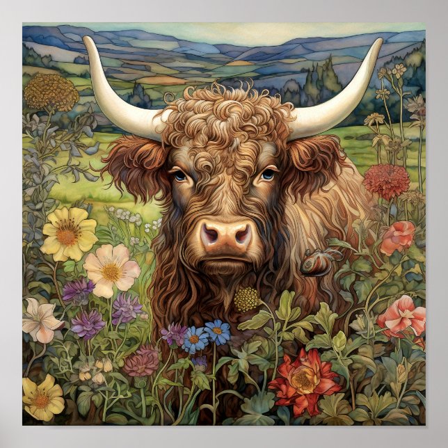 Highland cow painting art print (Front)
