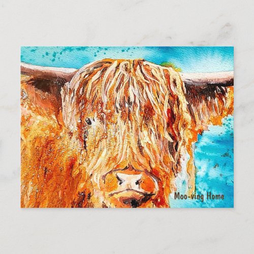 Highland Cow Painting Moo_Ving Home Card