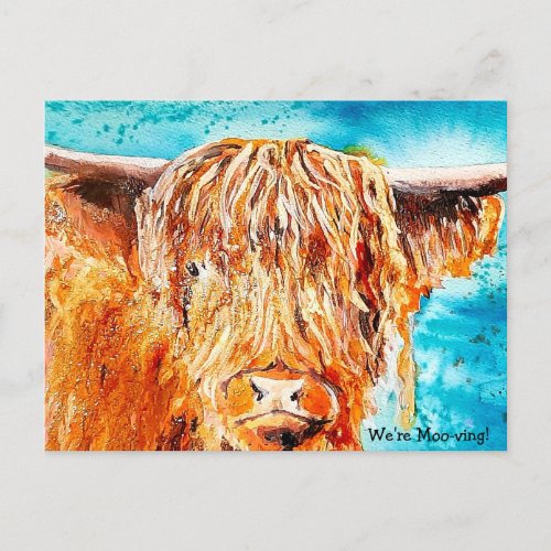 Highland Cow Painting _ Were Moving Card