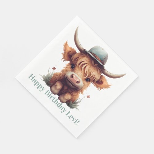 Highland cow party napkins