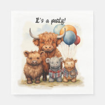Highland Cow party napkins, Scottish Cow Party