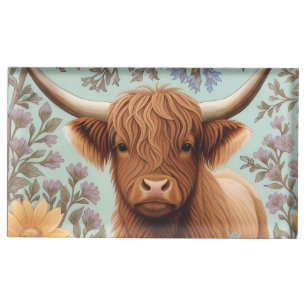 Highland Cow Pastel William Morris Inspired Floral Place Card Holder