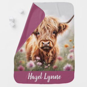 Highland cow personalized baby blanket