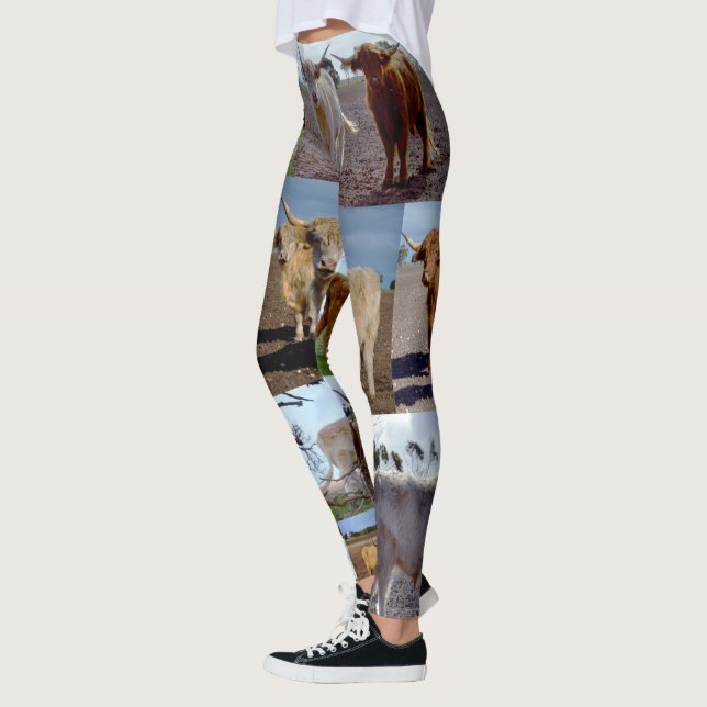 Highland Cow Photo Collage, Leggings (Left)
