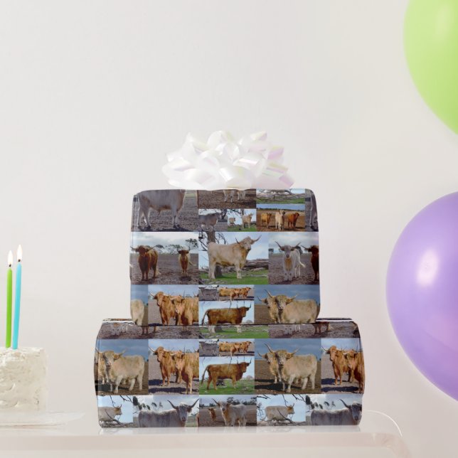 Highland Cow Photo Collage,  Wrapping Paper (Party Gifts)