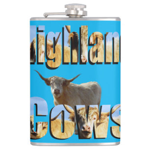 Highland Cow Picture Logo, Flask