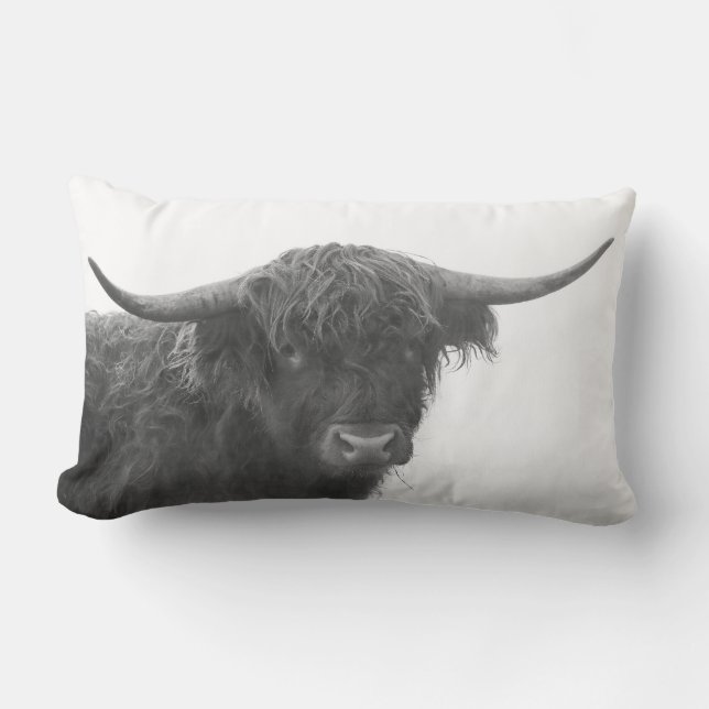 Highland Cow Pillow Black & White (Front)