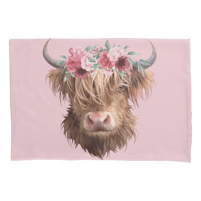 Highland Cow Pillow Case (Front-Left)