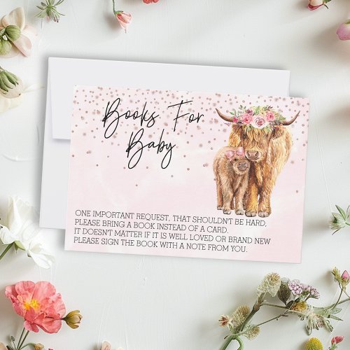 Highland cow Pink Baby Shower Books Baby  Invitation