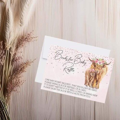 Highland cow Pink Baby Shower Books Baby  Invitation