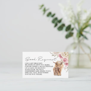 Highland Cow Pink Boho Floral Book Request Insert
