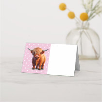 Highland Cow Pink Place Card