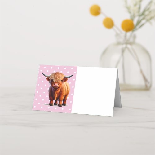 Highland Cow Pink Place Card